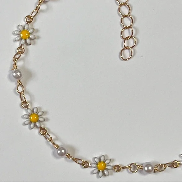 🛑SOLD🛑NEW Set of Two Floral Flower Boho Gold Tone Adjustable Ankle Bracelets - Picture 7 of 8